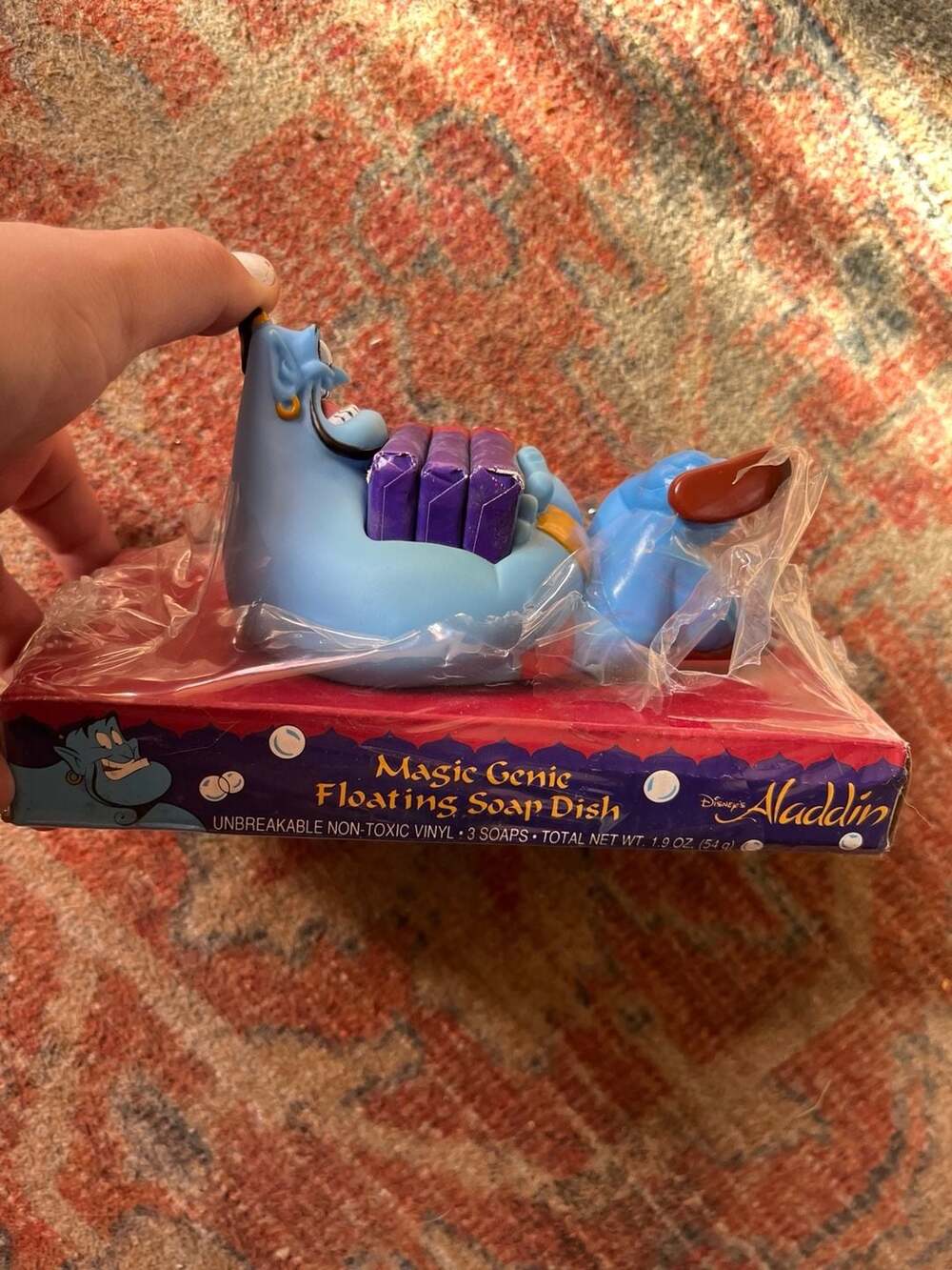 Disney Aladdin Magic Genie Floating Soap Dish + 3 Soaps NEW Rare Vintage